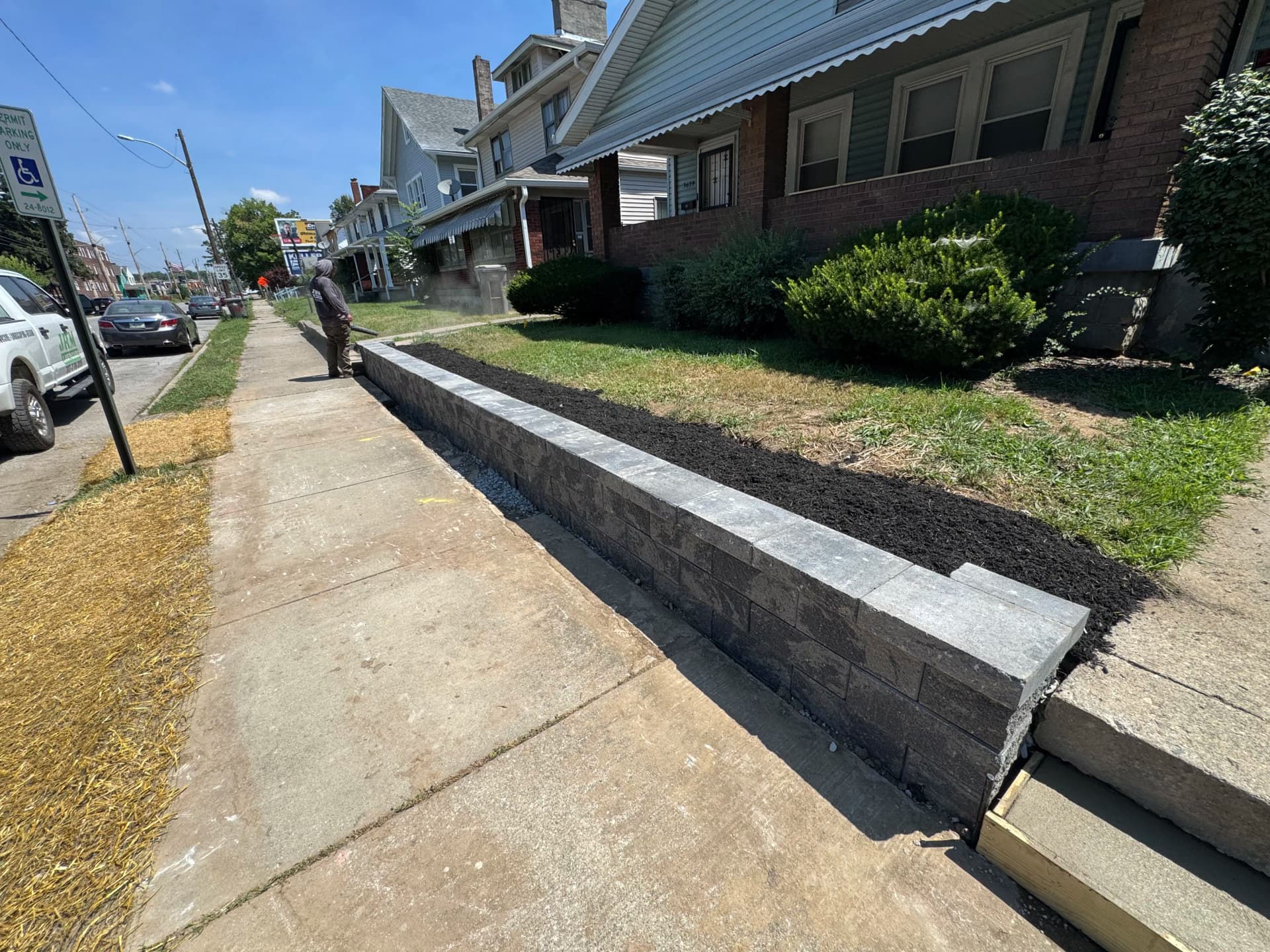 New Block Retaining Wall Keeps This Front Yard From Washing Away image
