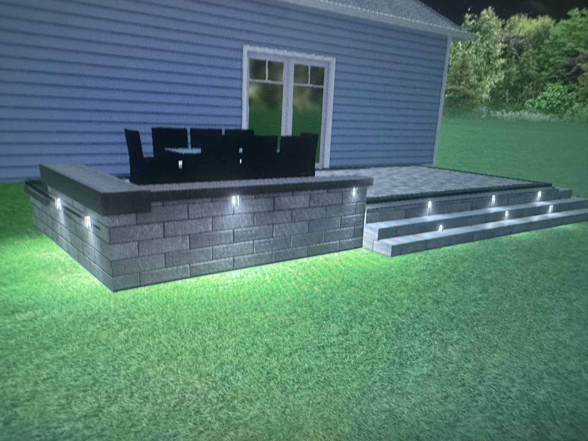 Gallery photos for 3D Design Preview for a Custom backyard paver patio: Image #1