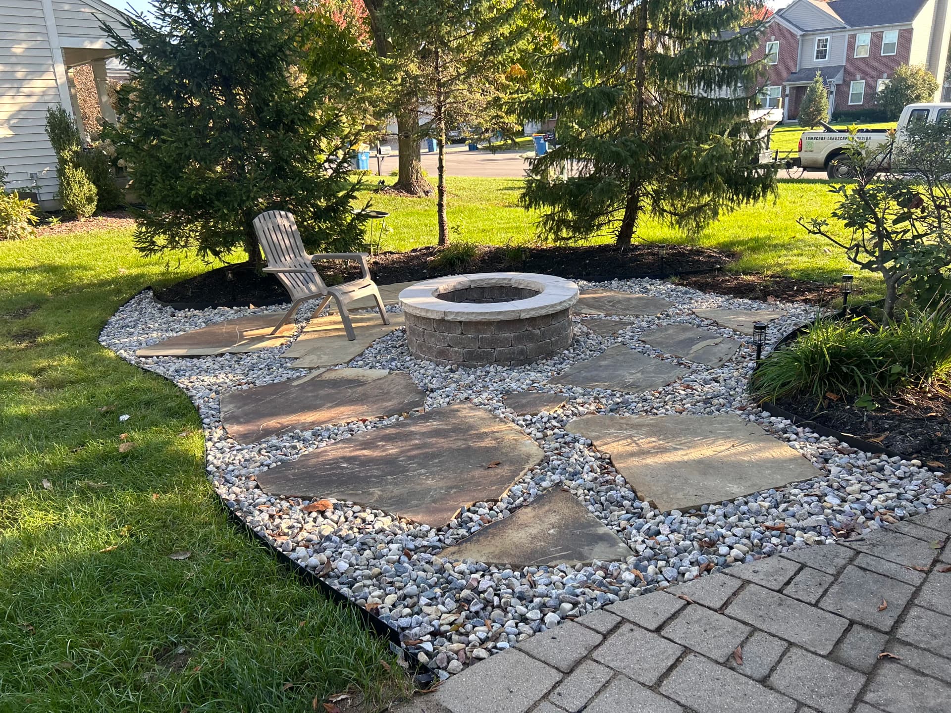 Flagstone Fire Pit Area Built for Fall Gatherings image